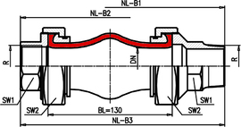 Type B2 (internal thread) - Rubber Expansion Joint | dimensional sketch